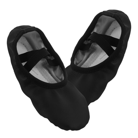 ELAYARD Women's No-Tie Ballet Shoes, 1 Pair Black PU Soft Sole Dance Footwear for Comfortable Stage Performance
