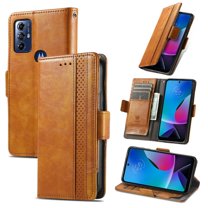 For Motorola Moto G Play 2023 Leather Phone Case Wallet Folio Flip Cover Casual Business, [RFID Blocking] Multi Hidden Anti-theft Card Holder Cash Slot, Side Magnetic Buckle, Stand Support,Khaki