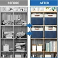 thumbnail image 3 of Tegance 13x13 Storage Cubes Baskets 4 Pack Fabric Cube Storage Bins Large Storage Baskets with Leather Handles,Decorative Storage Boxes for Organizing Shelves(WhiteBlue), 3 of 10