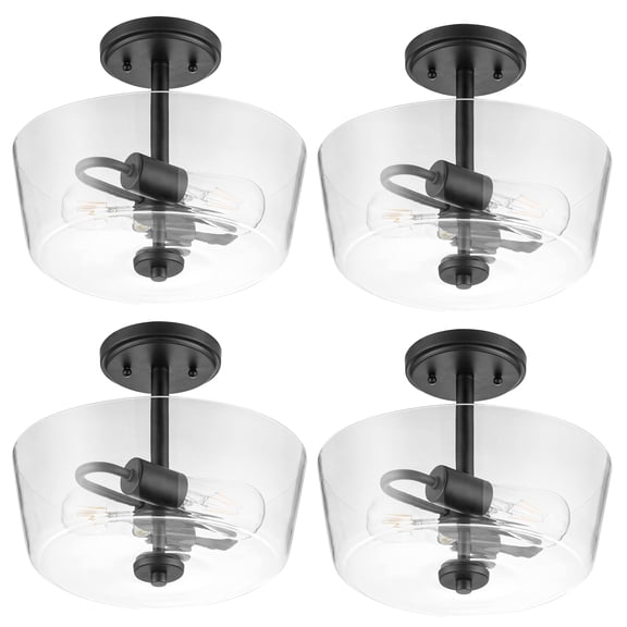 Prominence Home 4 Pack 2 Light Ceiling Fixture Clear Glass Lighting 13" Viktoria