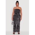 thumbnail image 2 of Women's Plus Size Daisy Acid Wash Denim Strapless Jumpsuit, 2 of 4