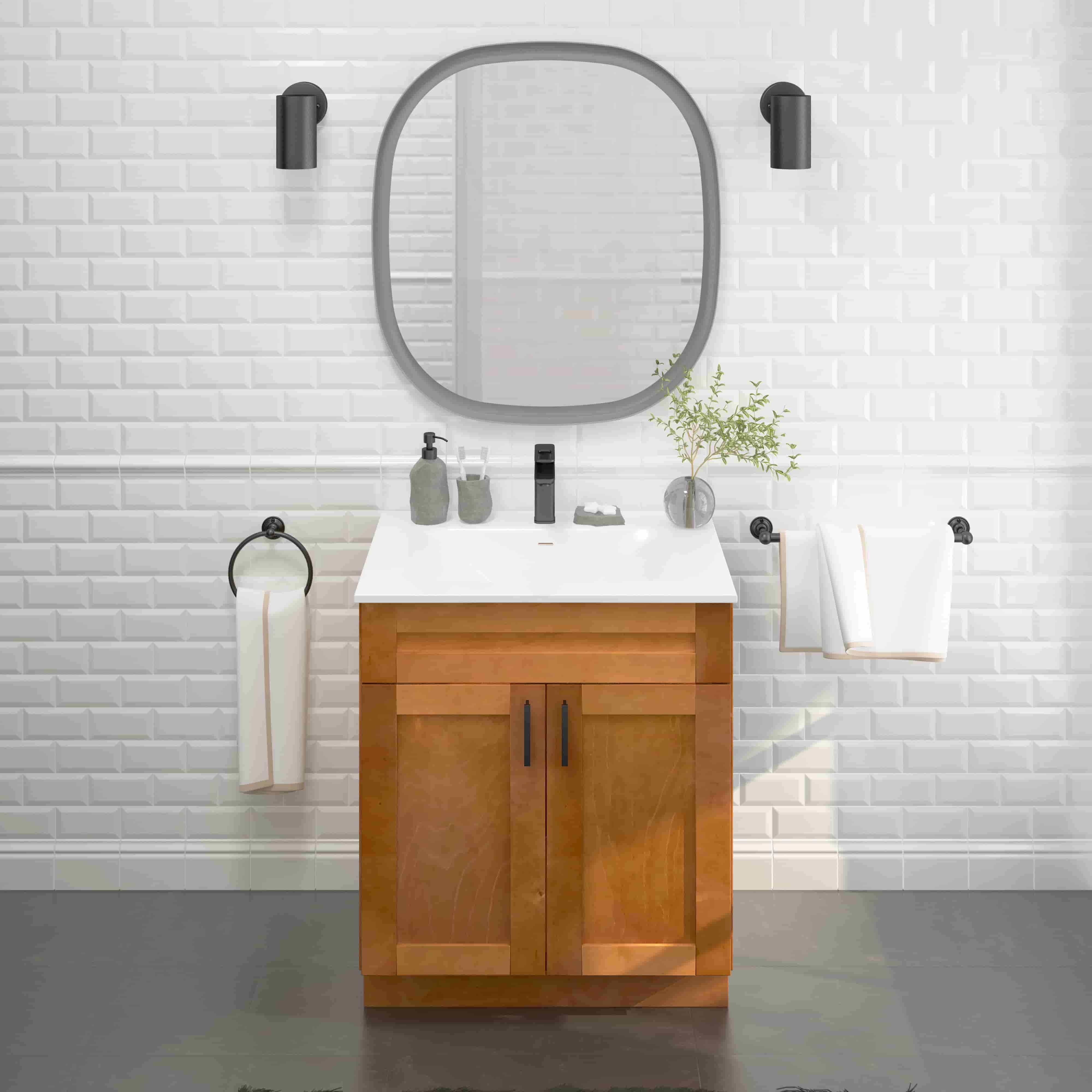Sink Base Bathroom Vanity Ready-to-Assemble Bathroom Cabinet 30" Width Vanity Base in Maple Shaker
