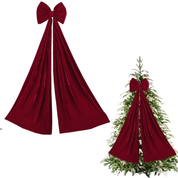ZMKIAG Large Wine Red Velvet Bow - 70-Inch Christmas Decoration for Tree Topper, Door Pendant, Holiday Mall Atmosphere and Party Gift Box Accent, Three Sizes Available