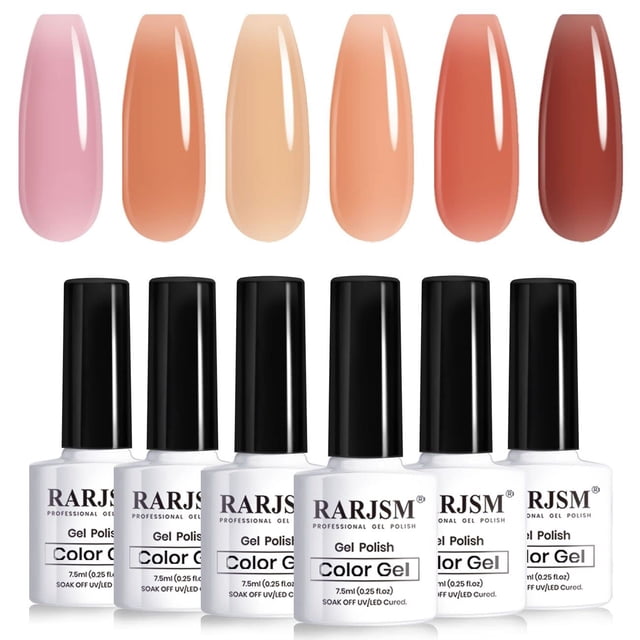 Set de esmaltes de uñas en gel RARJSM Nude Pinky Purple Jelly 7,5 ml x6