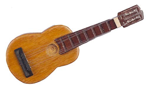 Dolls House Instrument 1:12th Scale Wooden Acoustic Guitar & Black Case 152 * 