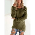 thumbnail image 3 of Topumt Women's Casual Crewneck Long Sleeve Fleece Pullover Sweatshirts Solid Color Fuzzy Warm Outerwear Tops, 3 of 5