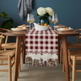 thumbnail image 2 of Farmhouse Table Runner - 90 Inch Long, Kitchen Dining Table Runner Dresser Scarves, American Country Star Barn Red Brown Plaid Berry Farmhouse Decor for Coffee Tables Wedding Party Banquet, 2 of 8