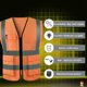 thumbnail image 3 of Chaleco de seguridad reflectante de alta visibilidad, color neón brillante de alta visibilidad con 4 bolsillos con tiras reflectantes, 3 of 5