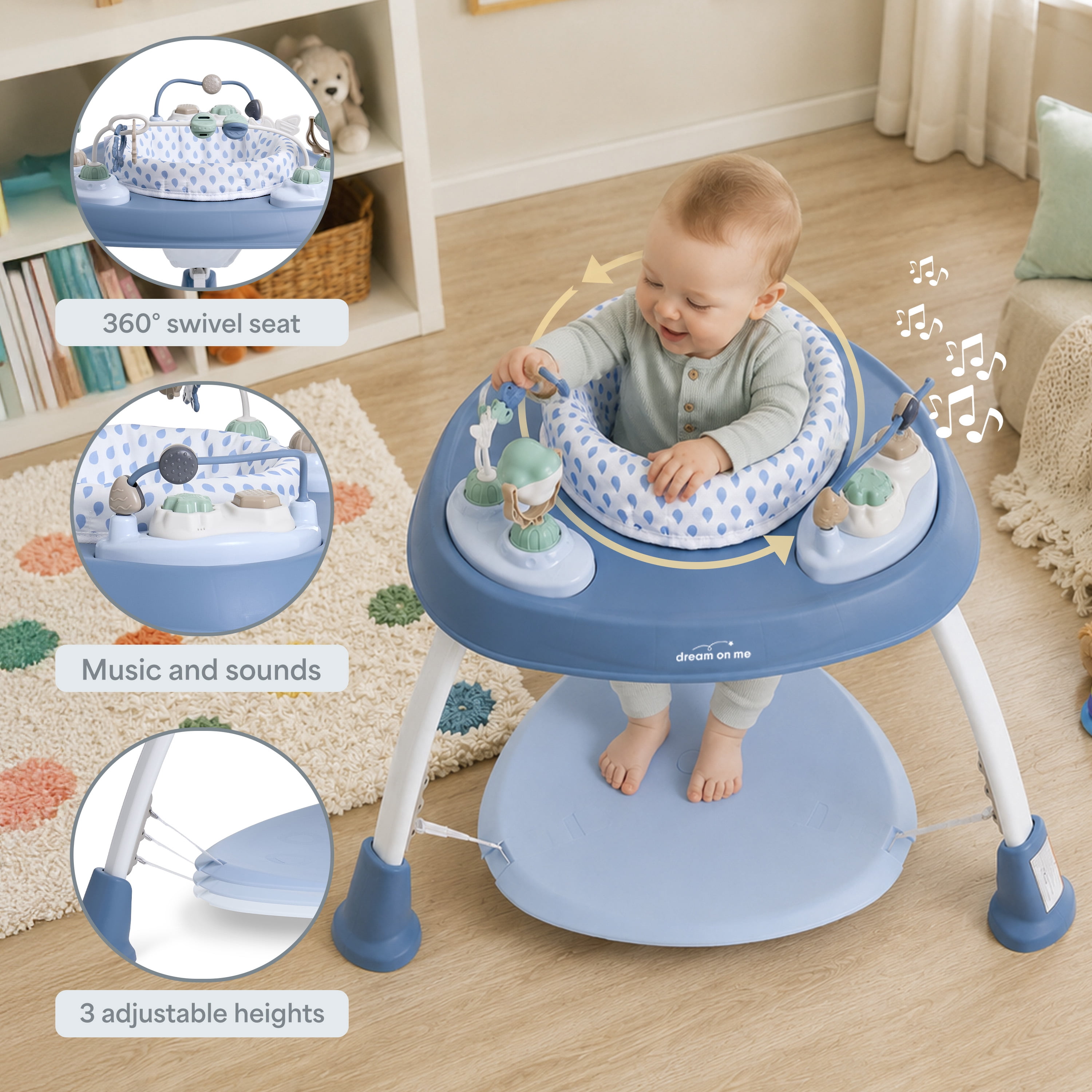 Dream On Me Pogo 3 Stage Activity Center, Moonmist Blue
