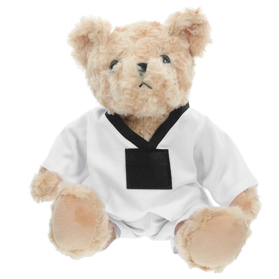 Clispeed Bear Stuffed Animals Taekwondo Bear Stuffed Animal Plush Black Cushion 1Pack
