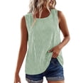 thumbnail image 6 of Women's Summer Tanks, Round Neck Striped Print Sleeveless Shirt, Lightweight Casual Travel Vacation Tank Top, 6 of 9