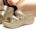 thumbnail image 3 of Zoyueyie 1 Pair Mouth Wedge Sandals Backless Platform Thicken Wedge Sandals Thick Wedge Summer Slippers for Wearing ( Golden Size 42 9US, 6. 5UK, 40. 5EU, 10. 218Inch ), 3 of 10