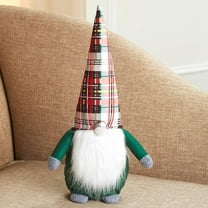 The Lakeside Collection Christmas Gnome Accent Pillows Tartan Hat Plush Toy, Polyester