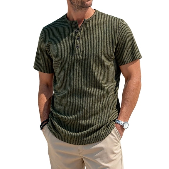 DayScoop Mens Short Sleeve T-Shirts Summer T-Shirt Casual Striped Printing Loose Fashion Top Shirt Plus Size