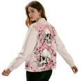 thumbnail image 3 of DISNIMO Skull Printed Sweatshirts for Women Cherry Blossom Printed Jackets Long Sleeve Outwear Coat Fall Winter Sweatshirts, XL, 3 of 7