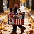 thumbnail image 6 of Floral American Flag Print Quilted Tote Patchwork 250 Anniversary USA 4Th Of July Patriotic Shoulder Bag Daily Handbag, 6 of 6