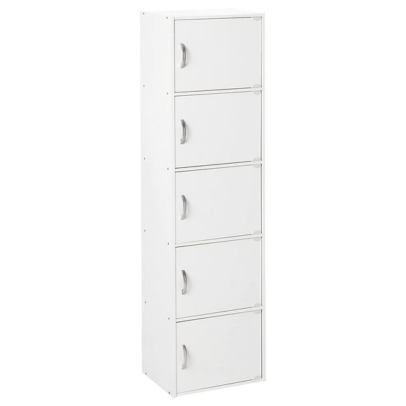 Hodedah Armoire de Rangement Fermée pour la Maison et le Bureau à 5 Tablettes, Blanc
