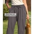 thumbnail image 3 of CASSIE LIZ Plus Size Curvy Womens Spring Summer Beach Wide Leg Palazzo Pants Drawstring Trousers with Pockets (XL-5XL), 3 of 10