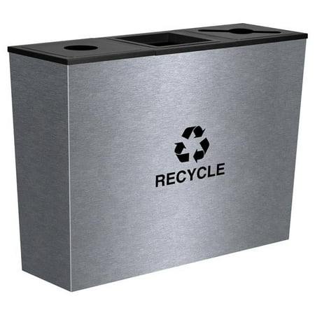 Ex-Cell Kaiser RC-MTR-3 SS tapered recycling receptacle Three Stream unit- Stainless Steel finish