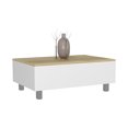 thumbnail image 5 of Aran Lift Top Coffee Table | White & Light Oak | 31.5" Wide | Hidden Storage | Workspace | Caster Wheels | Particle Board | Living Room Furniture, 5 of 7