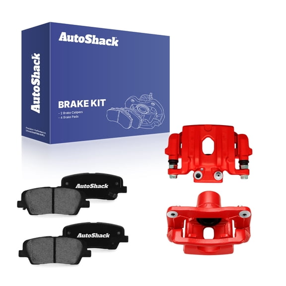 AutoShack Rear Brake Calipers Red Powder-Coated   Ceramic Brake Pads Replacement for 2011-2015 Kia Sorento 2010-2016 Hyundai Santa Fe 2013-2016 Hyundai Santa Fe Sport 6-PC Kit