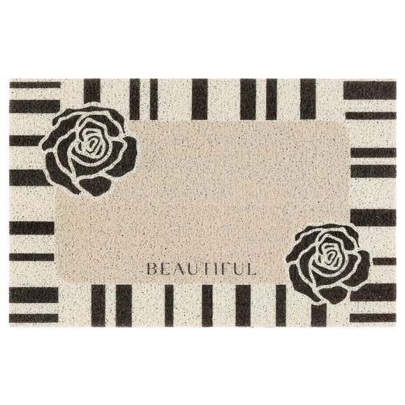 REGALWOVEN Geometric Modern Outdoor Door Mat, Entry Mat Resist Dirt Non-Slip Washable Thin Door Mat Black 18" x 30"