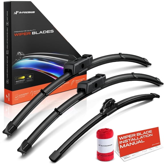 A-Premium Windshield Wiper Blades Compatible with Audi Q5 2009-2017, SQ5 2014-2017 - Front Rear Wipers Blade for 24"/20"/13", TLPN/FR_DA Arm Connector, with Wear Indicator & Towel (Pack of 3)