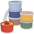 thumbnail image 1 of Koluti Ramekins de silicona antiadherente - Juego de 6 tazones de 8 onzas, apto para horno de souffl&eacute; de crema Brulee con tapas, tazas para hornear postre de pud&iacute;n, recipiente de, 1 of 7
