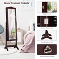 thumbnail image 5 of Giantex Jewelry Armoire Cabinet, Freestanding Jewelry Storage Organizer w/ Full Length Mirror, Tilting Angles & LED, Brown, 5 of 10