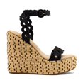 thumbnail image 2 of XYD Women Open Round Toe Espadrilles Wavy Edge Sandals Platform Ankle Strap Wedge High Heels Fashion Summer Holiday Shoes Size 4.5 Black, 2 of 4