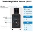 thumbnail image 3 of 80W Active Bookshelf Speakers with Bluetooth 5.3, Wireless Stereo Studio Monitor Speaker w/ 3" Woofer, Built-in 24bit DAC Dynamic 3D Surround Sound, USB/Optical/AUX Input for Home TV PC Gaming, White, 3 of 9