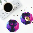 thumbnail image 4 of Yiaed Neon Toy Cat Reflections Print Leather Coasters for Drinks - Cup Coasters Coffee Table Kitchen Table Bar, Home & Office Gifts Handmade Drink Coasters-Octagon, 4 of 6