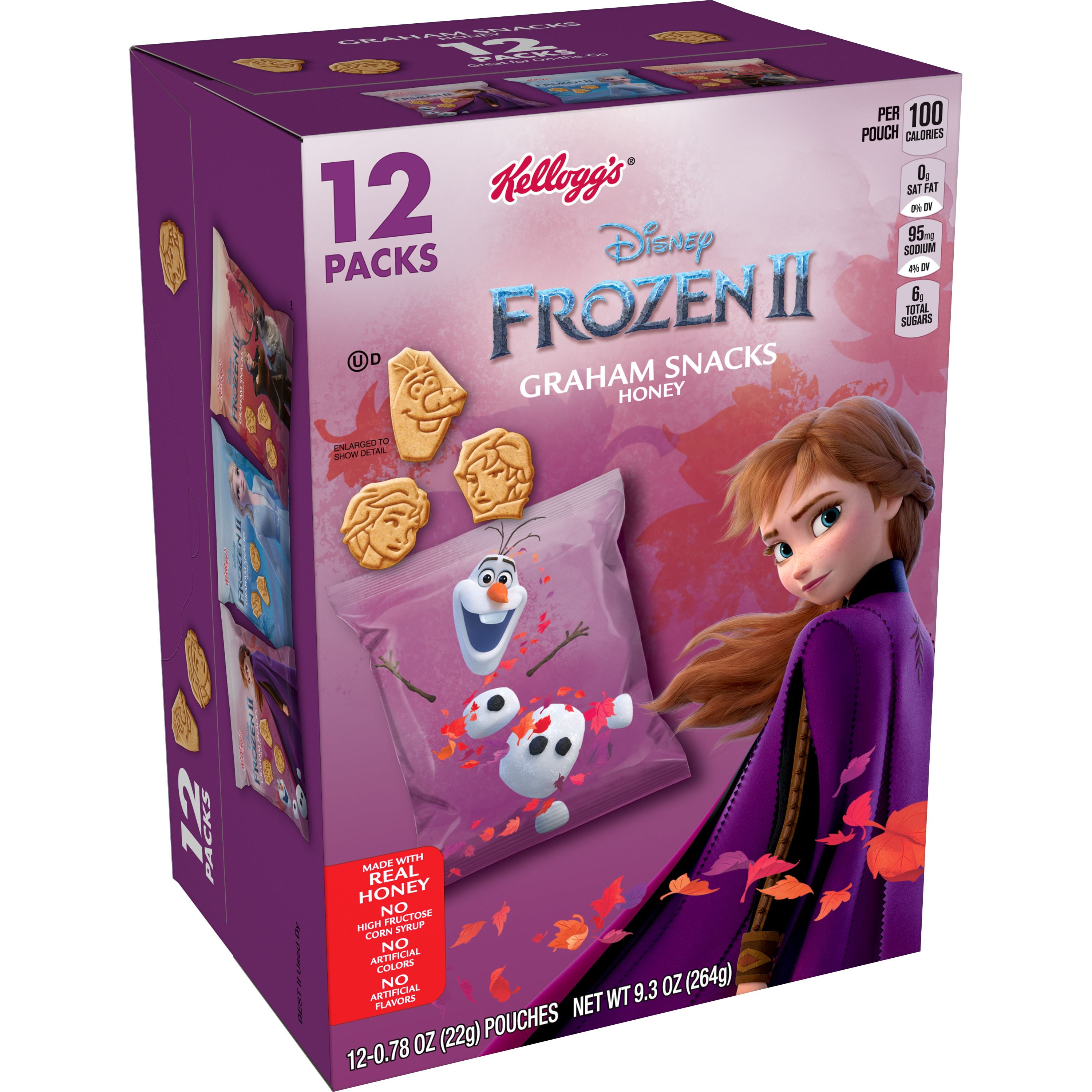 Kellogg's Disney's Frozen 2 Graham Snacks, Honey, No High Fructose Corn
