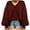 Wine, variant on Annhoo Long Sleeve Shirts for Women V Neck Casual Knitted Tops Fall Loose Solid Going out Blouse Tees