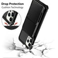 thumbnail image 5 of Compatible with iPhone 13 Pro Max Case Wallet 4-Card Holder ID Slot Flip Door Hidden Pocket Men Women Anti-Scratch Dual Layer Hybrid TPU Bumper Armor Protective Hard Shell Back Cover Black, 5 of 6