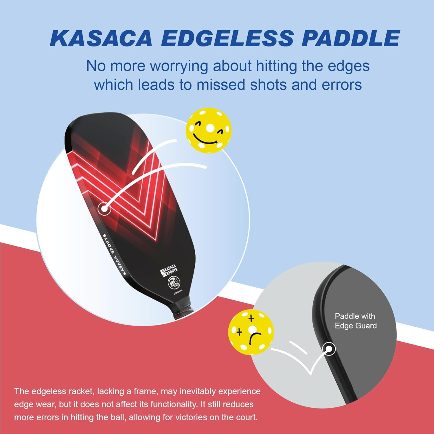 Kasaca Pickleball Paddles, USAPA Carbon Fiber Pickleball Paddle with Pickle Ball Paddle Cover, Pickle Ball Raquette Pickle Ball Racket Edgeless Style
