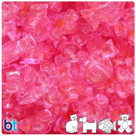 BeadTin Pink Transparent Pet Parade Pony Beads (2oz)