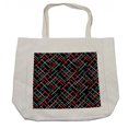 thumbnail image 1 of Abstract Shopping Bag, Contemporary Style Color Bars with Watercolor Paintbrush Effects on Black Backdrop, Eco-Friendly Reusable Bag for Groceries Beach and More, 15.5" X 14.5", Cream, by Ambesonne, 1 of 2