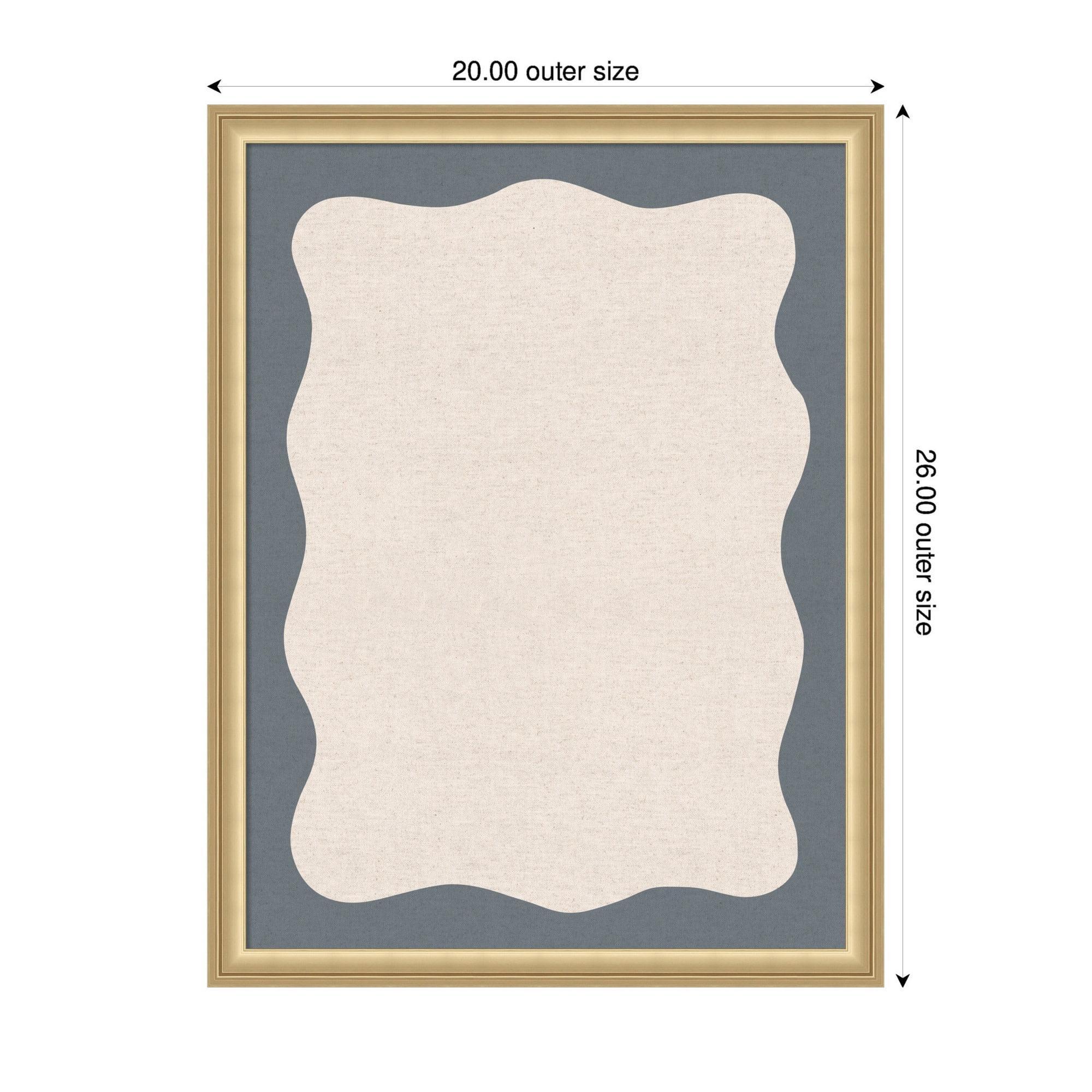 Kate and Laurel Framed Fabric Pinboard 20 x 26,  Printed Linen Classic Bulletin Board for Use as a Vision Board or Wall Organization, Florence Gold Frame