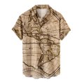 thumbnail image 2 of Men's Short Sleeve Buttton Down Tshirt World Map Print Hawaiian Shirts Casual Summer Vacation T Shirt Lapel Aloha Shirt with Pocket, 2 of 6