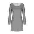 thumbnail image 5 of Nuoqisi Women's T Shirt Dress Long Sleeve V-Neck Floral Solid Slim Fashion Print Casual Loose Flowy Swing Dresses, 5 of 6