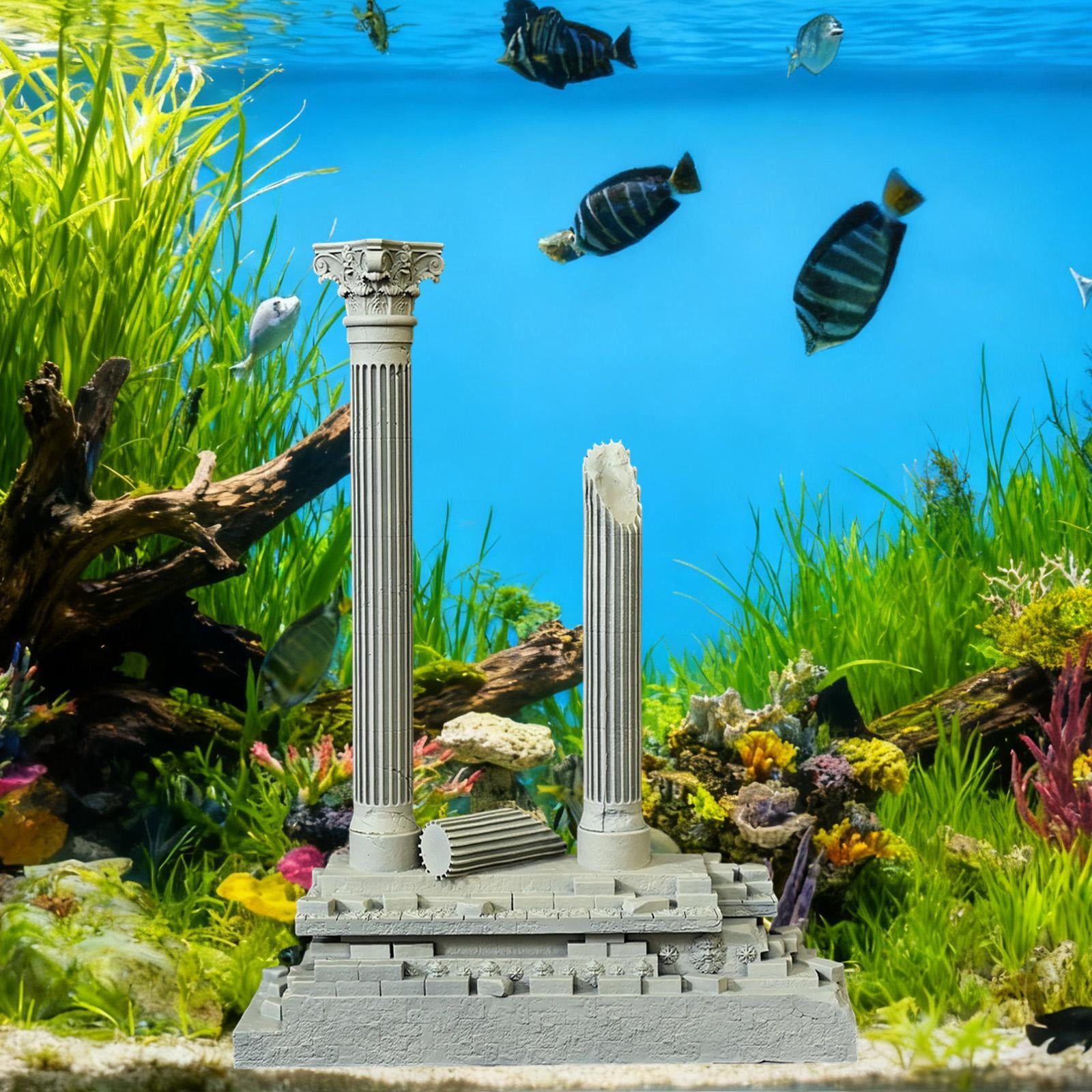 CarpNettore Roman Column Decoration Resin Aquarium Decoration Aquarium Decor Mini 18.5cm Set B