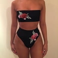 thumbnail image 2 of DPTALR Women Swimwear Embroidered Rose High Waist Bikini Set Bathing Suit, 2 of 3