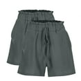 thumbnail image 5 of CheerKidz Fashion Short Pants for Women Solid Color Bandage Elastic Waist High Waisted Casual Summer Pull On Loose Fit Beach Vacation Shorts with Pockets(Gray,S), 5 of 5
