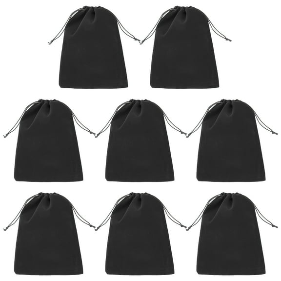 Uxcell Velvet Gift Bags 8Pcs 6 x 8" Velvet Drawstring Jewelry Bags for Wedding Party Black
