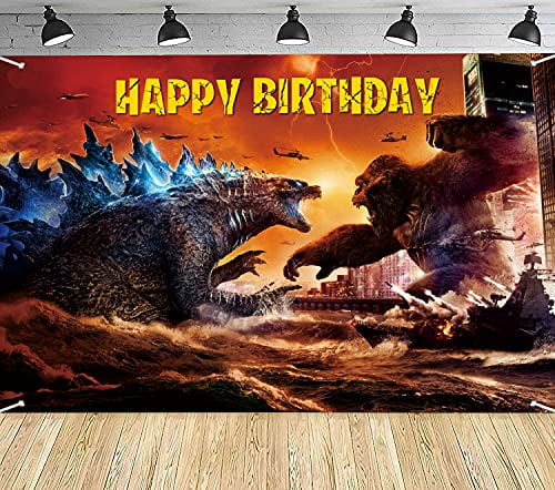 Godzilla Birthday Party Supplies 5x3 Ft Birthday Background Banner ...