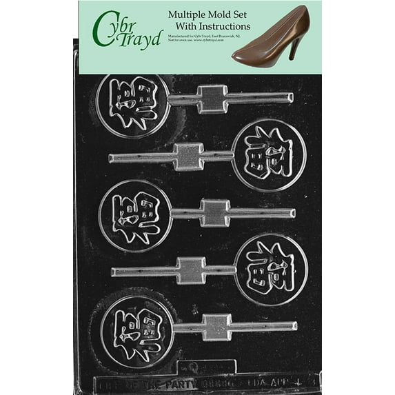 Good Luck Lolly International Chocolate Candy Mold with Exclusive Cybrtrayd Copyrighted Molding Instructions, Pack of 6