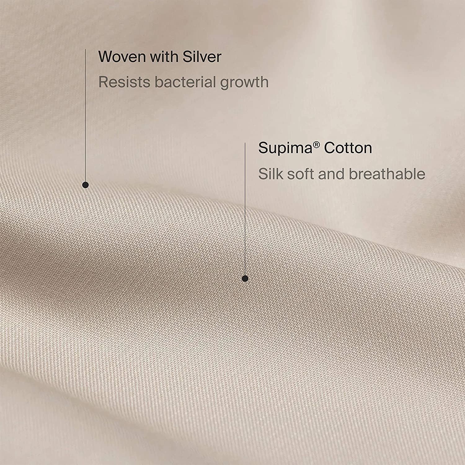 Silvon Silver Infused Bed Sheets Set | Woven with Pure Silver and Premium Breathable Supima Cotton (Full, Sand/Beige)