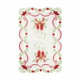 thumbnail image 2 of Set of 4 Holiday Collection White Fabric Table Placemats, 12x18 in, Embroidered Christmas Ornaments, 2 of 3