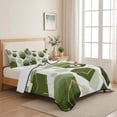 thumbnail image 5 of King Quilt Set 96''x106'', Sage Green Marble Lightweight Bedspread Coverlet Set with 2 Pillow Shams, Gold White Geometric Hexagon Modern Breathable All Season Quilt Bedding for Bedroom/Guest Room, 5 of 9